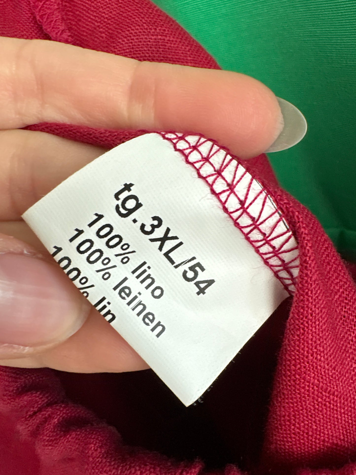 Pantaloni dark cherry red din in cu talie elastică reglabilă