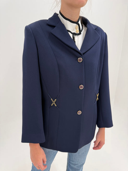 Sacou Luisa Spagnoli cu decorațiuni ușor cambrat Navy Blue din stofă