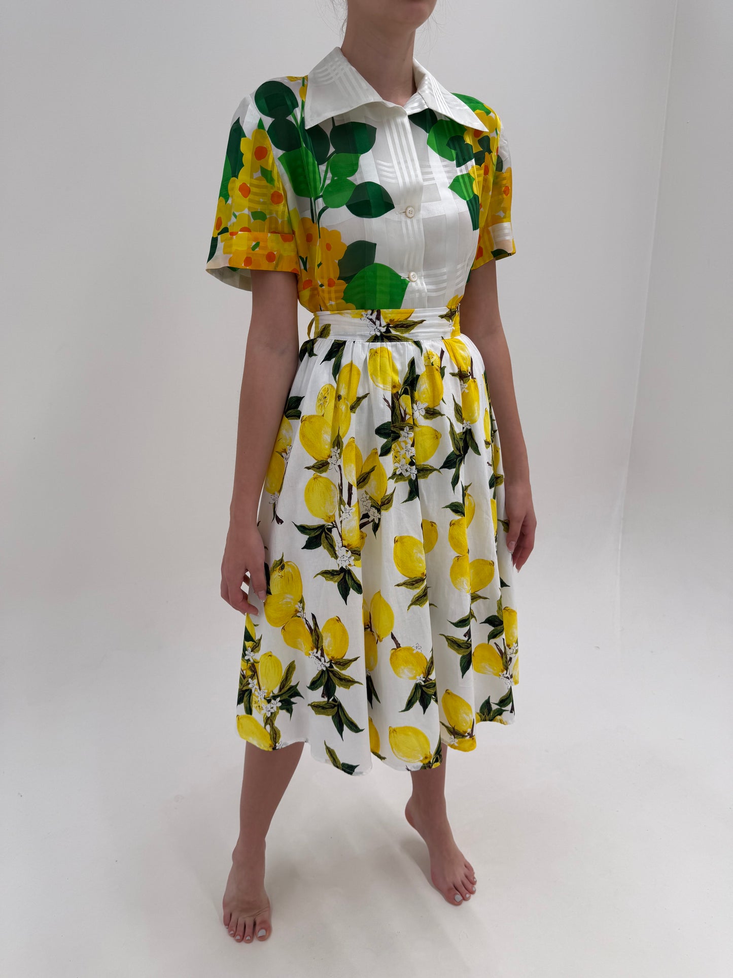 Fustă din poplin de bumbac cu print în stil Dolce&Gabbana în croi ultra amplu