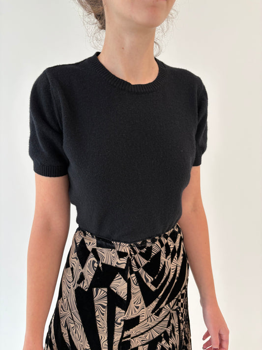 Top negru italian din mix de lana meirno extrafina