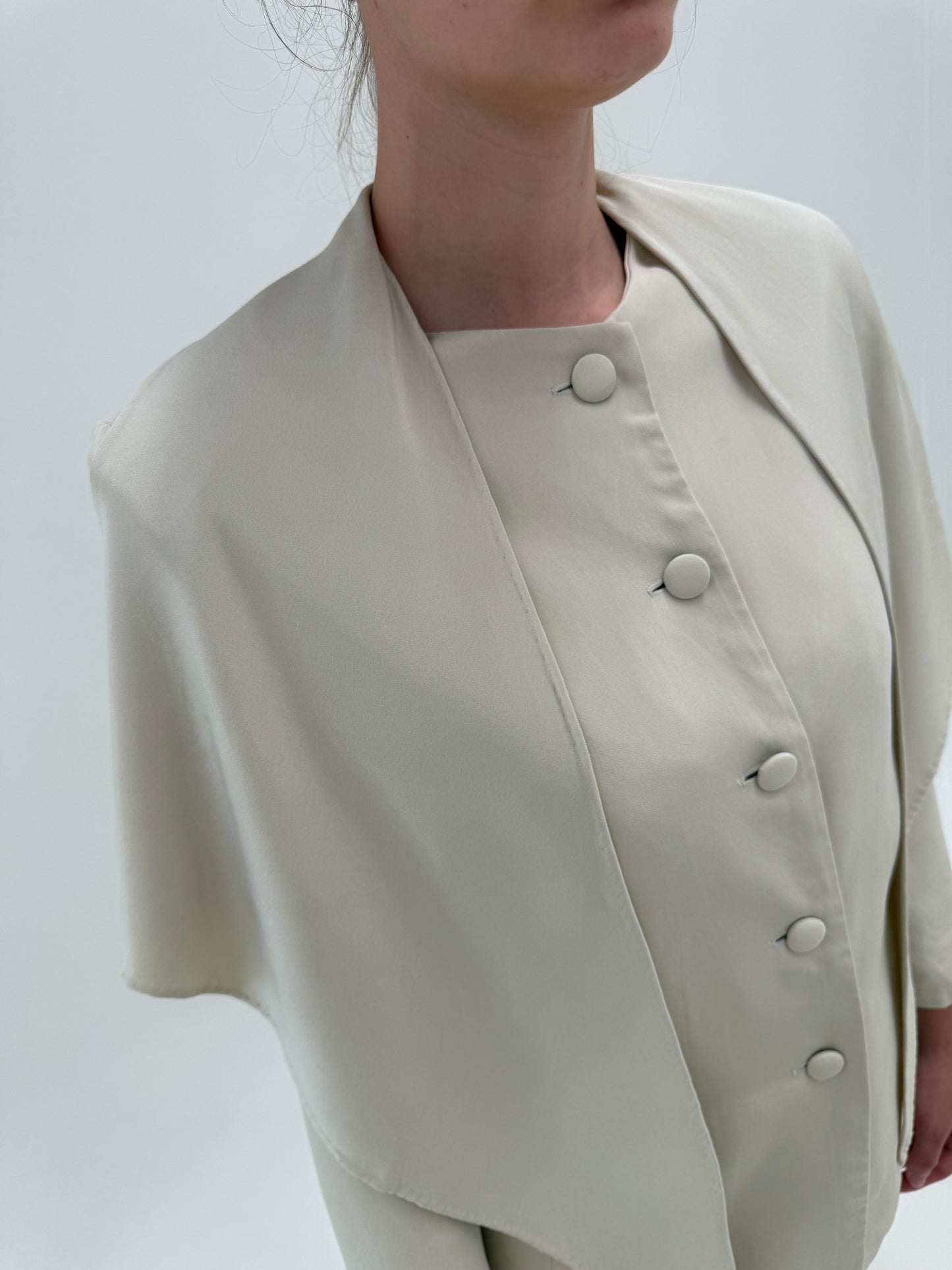 Sacou se brand luxury Elegance din mătase naturală cu guler tip sal