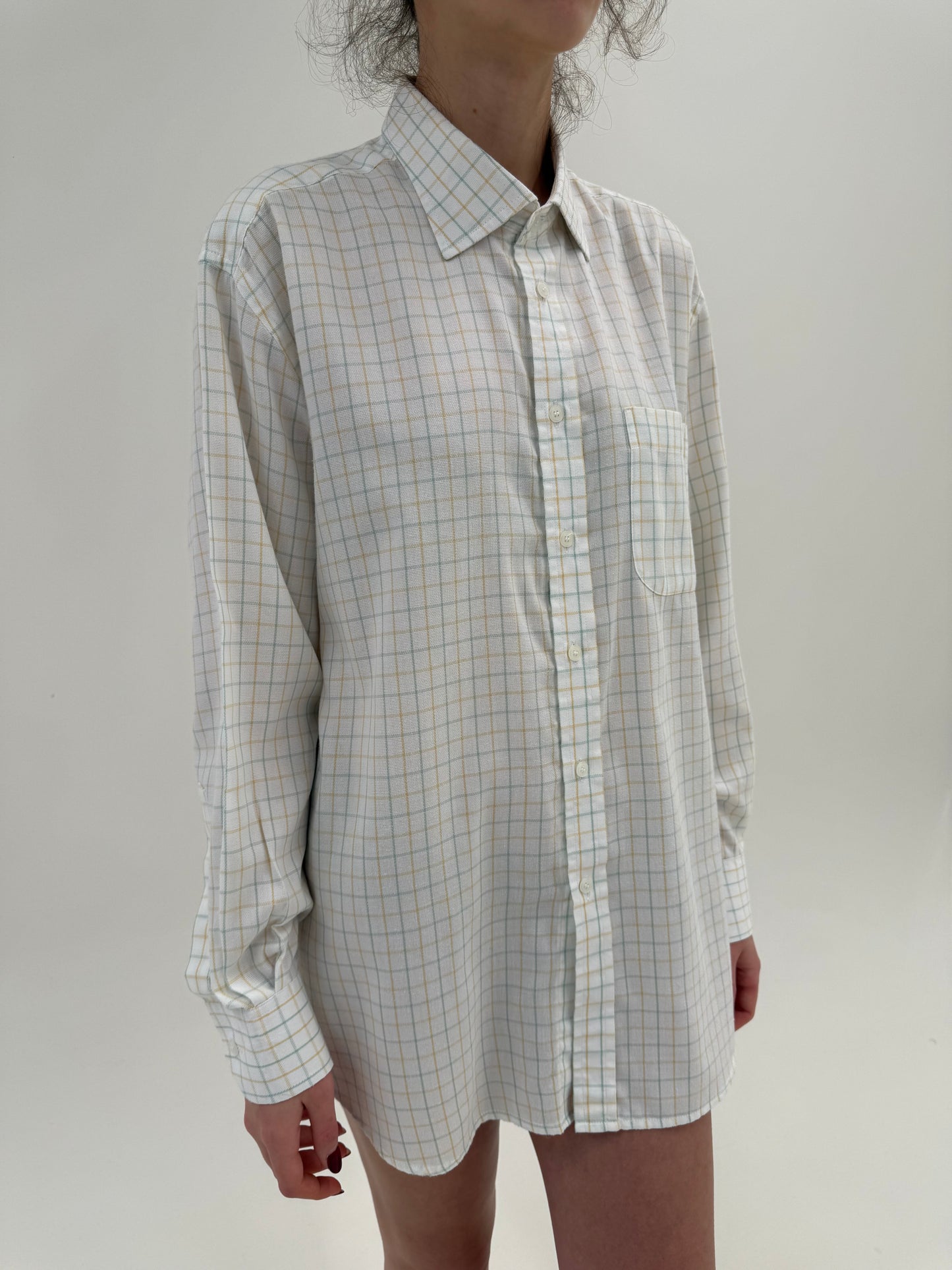 Cămașa high end din bumbac gros Oxford weave în carouri fine