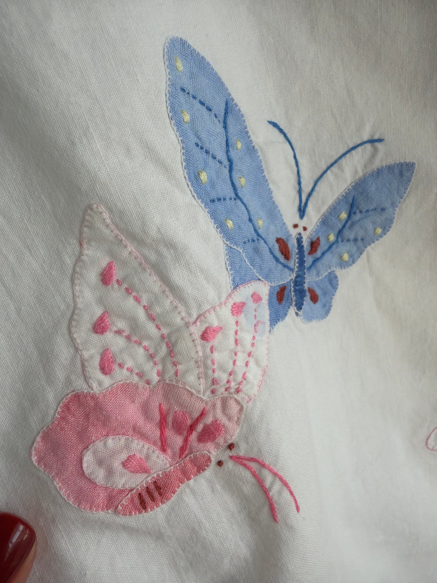 Piesa vintage din pânză de in și bumbac cu lucrătură și broderie superbe