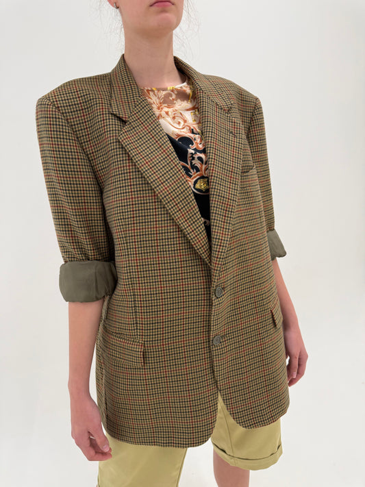 Sacou Loro Piana camel din 100% cașmir în carouri fine