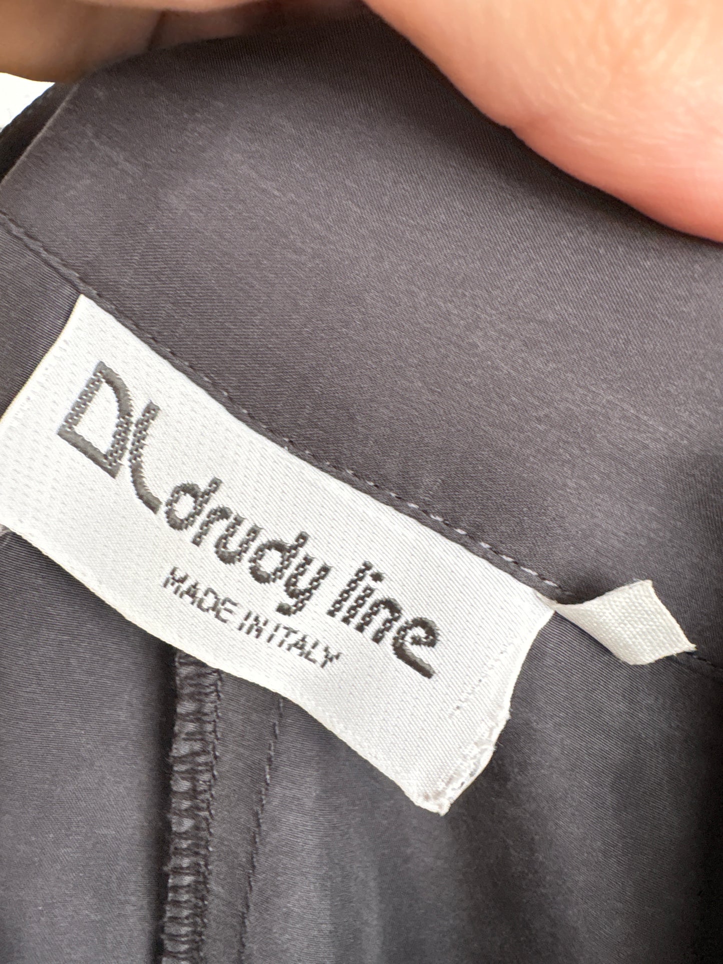 Pantaloni din mătase naturală steel gray cu talie ultra înaltă și pense