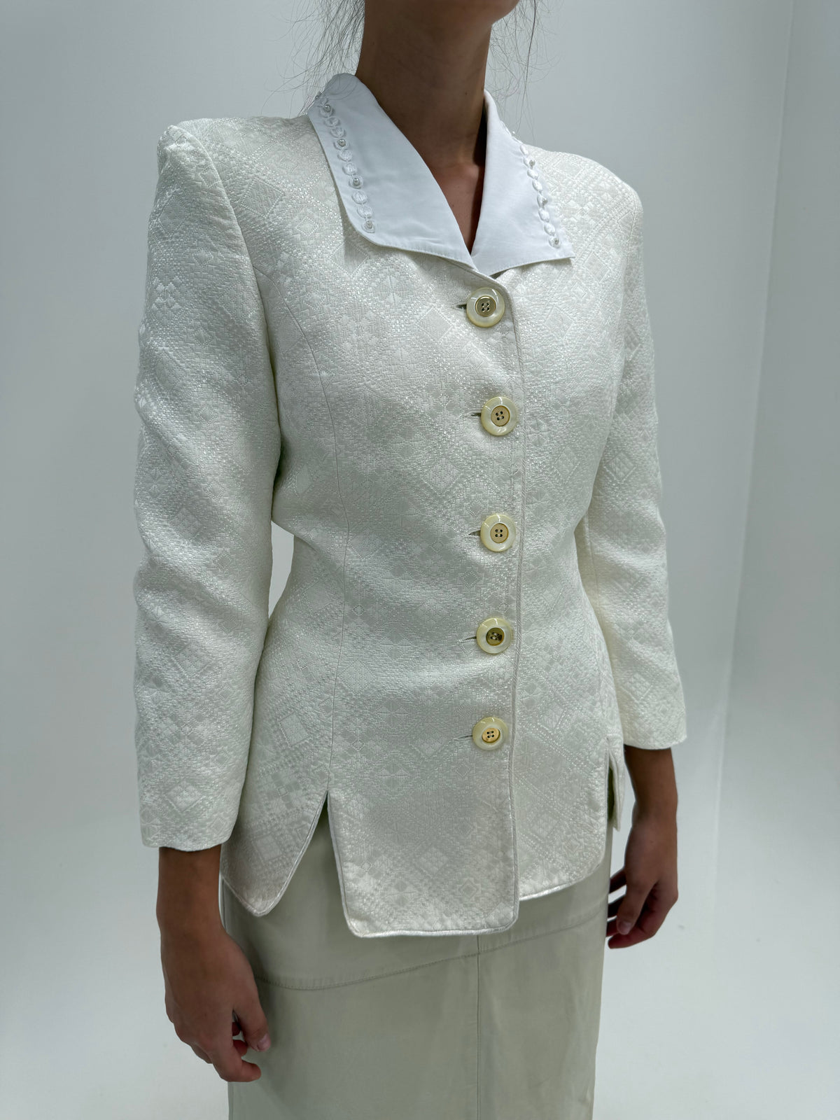 Sacou elegant high end italian din brocart excepțional ușor perlat
