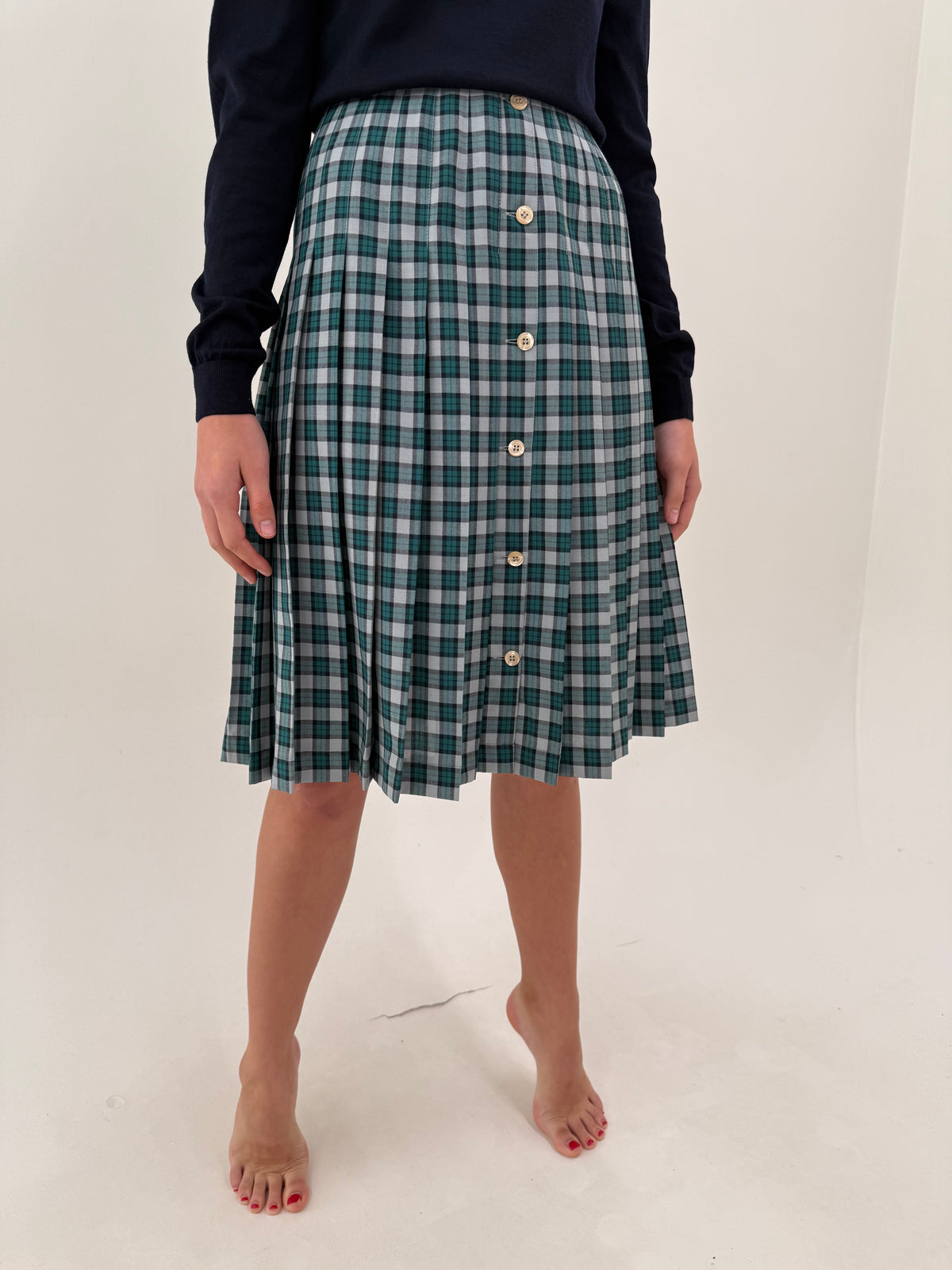 Fustă Marella by Max Mara vintage plisată din lana extrafina în carouri midi