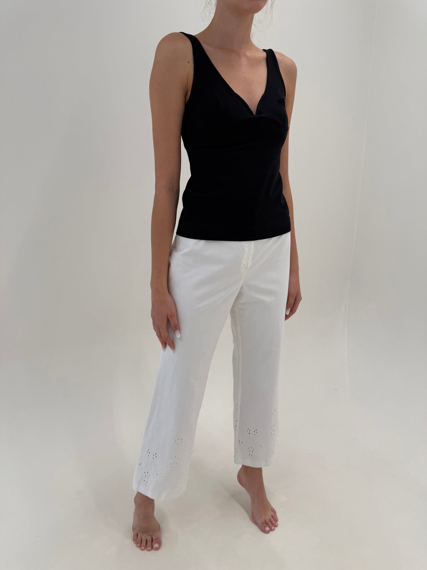 Pantaloni de brand luxury Madeleine ultra confort modelatori de vară cu broderie