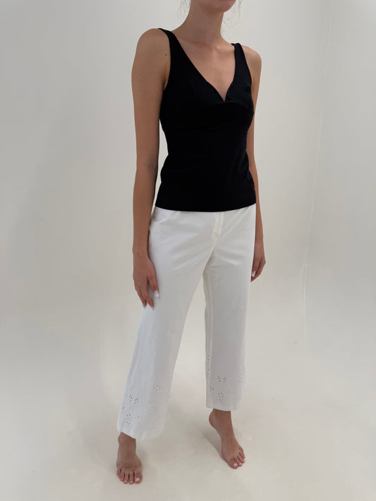 Pantaloni de brand luxury Madeleine ultra confort modelatori de vară cu broderie