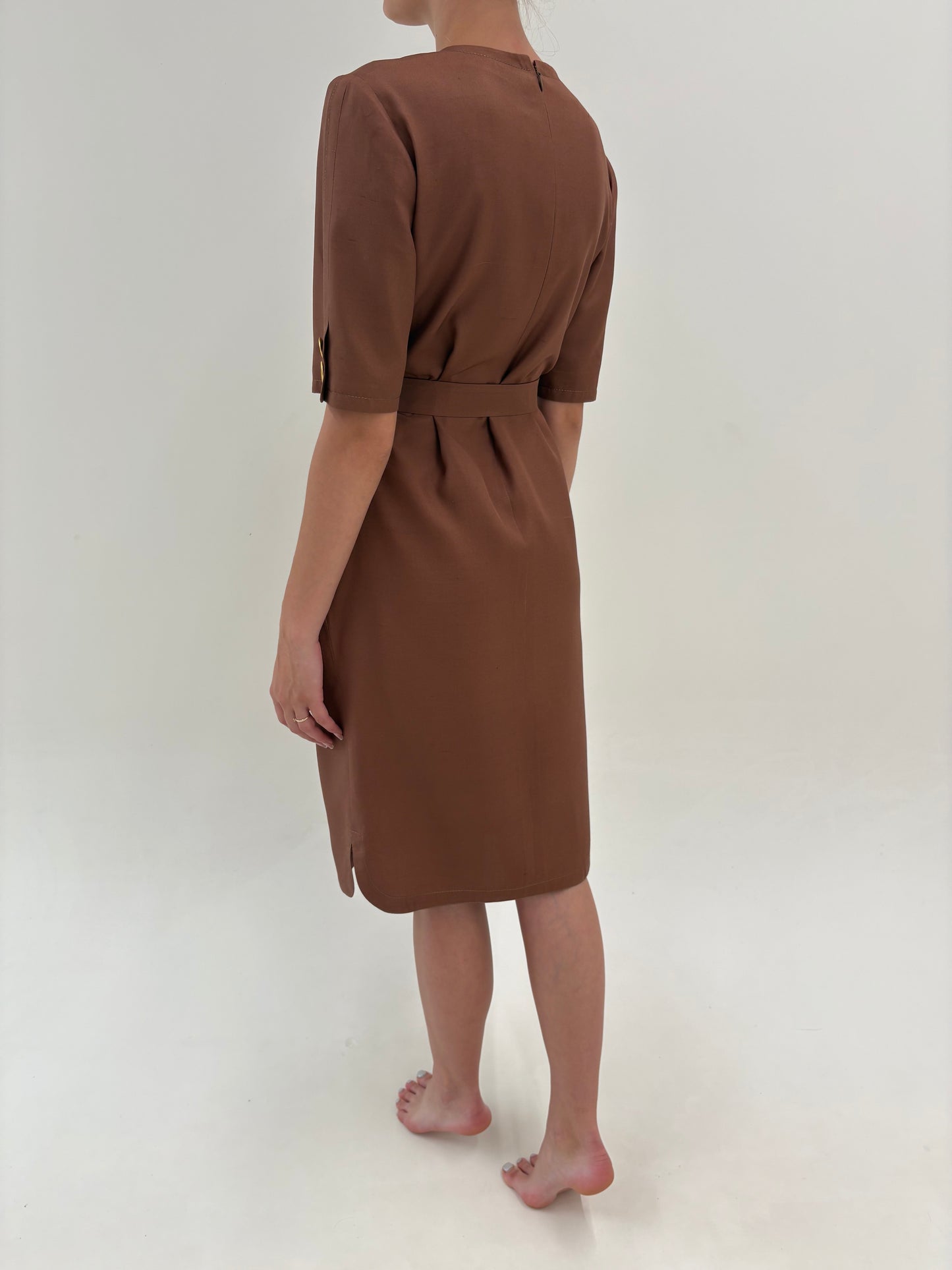 Rochie Old vintage anii 80 de brand luxury old money Davide Cenci din canvas de mătase naturală