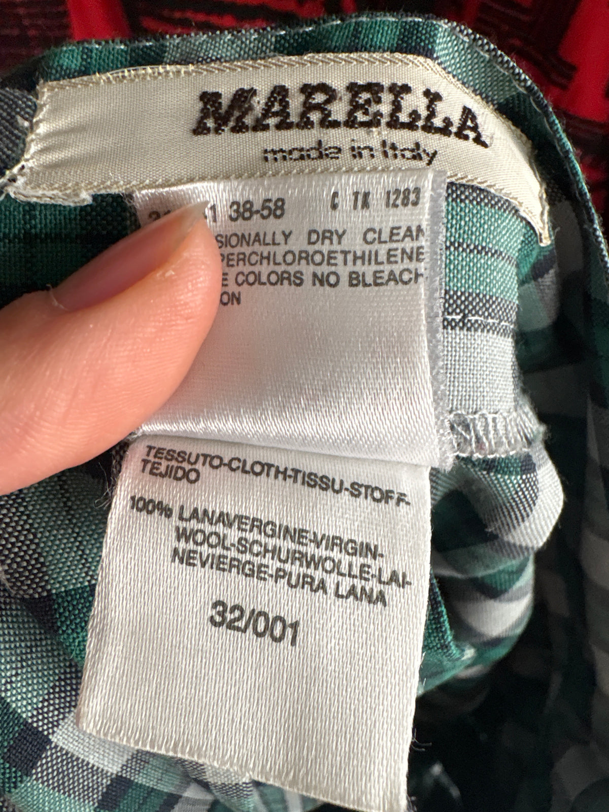 Fustă Marella by Max Mara vintage plisată din lana extrafina în carouri midi