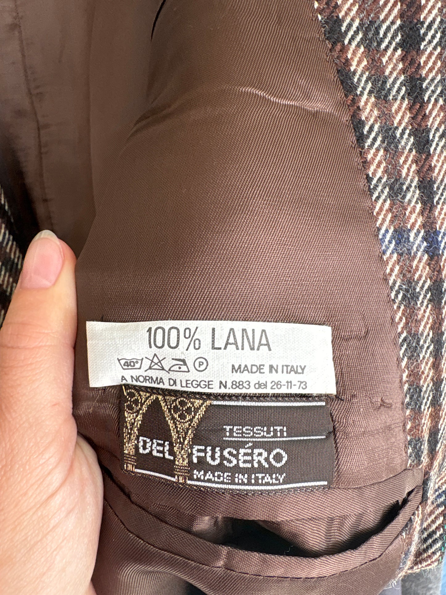 Sacou vintage italian în carouri din lana extrafina groasă