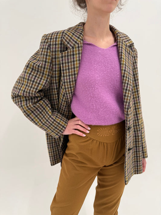 Sacou warm gray în culori superbe din tweed de lana