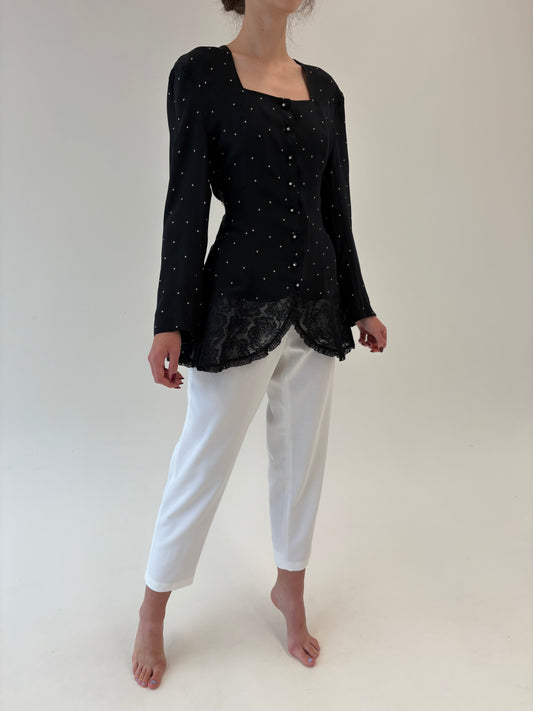Pantaloni business cu talie ultra înaltă ușor elastică