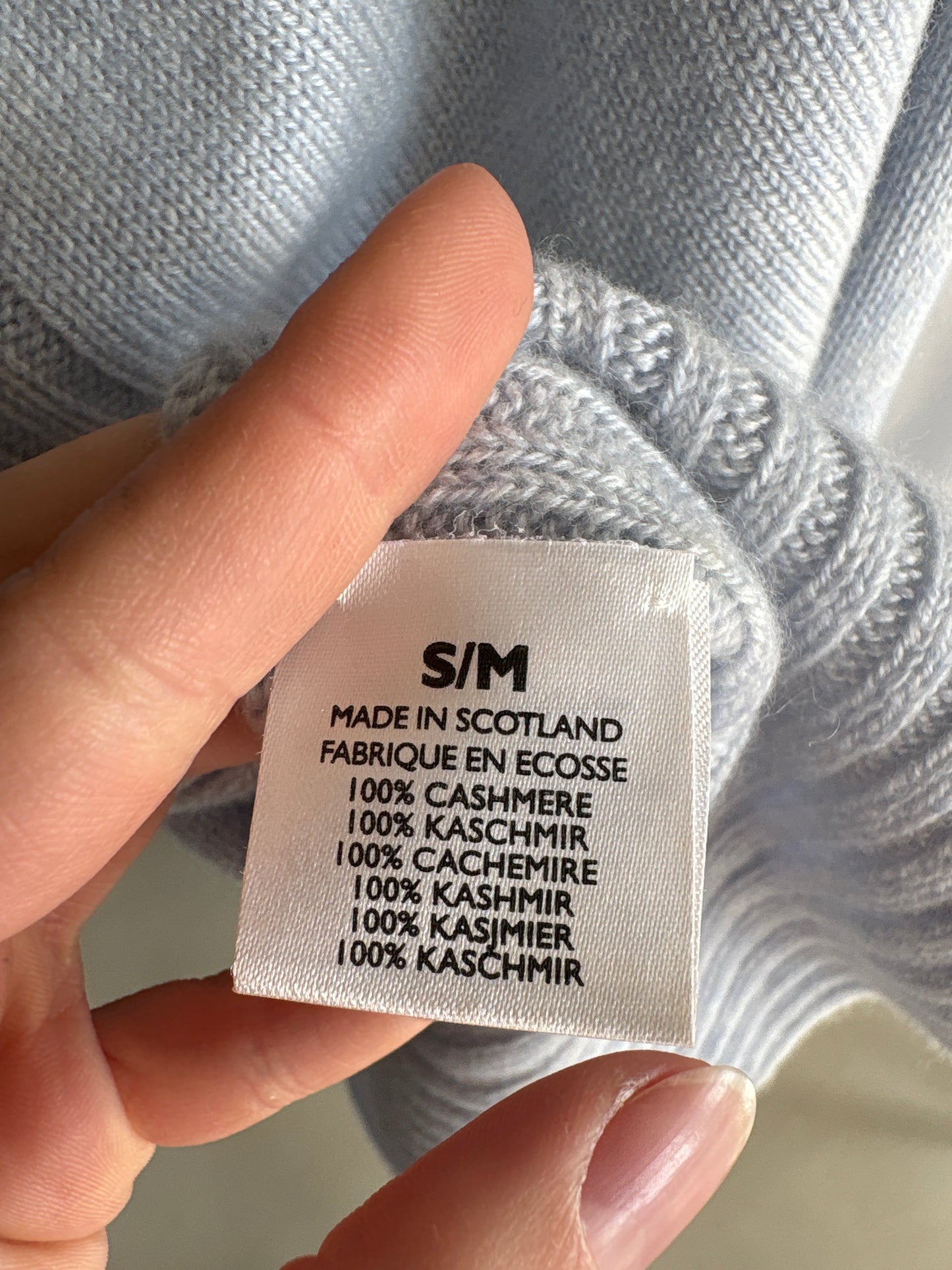 Cardigan baby Blue din cașmir cu guler supradimensionat în croi feminin