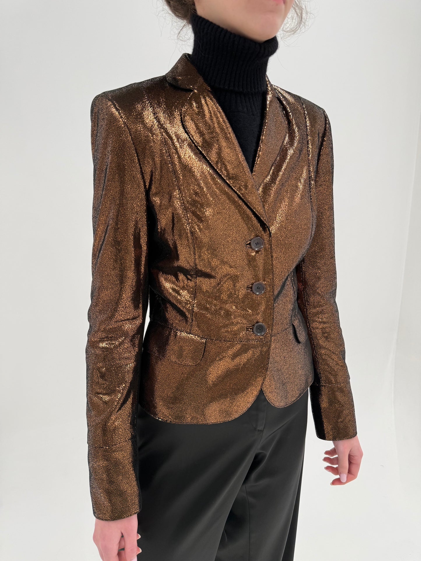 Sacou Escada cu efect copper metalizat în croi cambrat