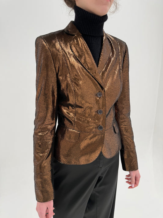 Sacou Escada cu efect copper metalizat în croi cambrat