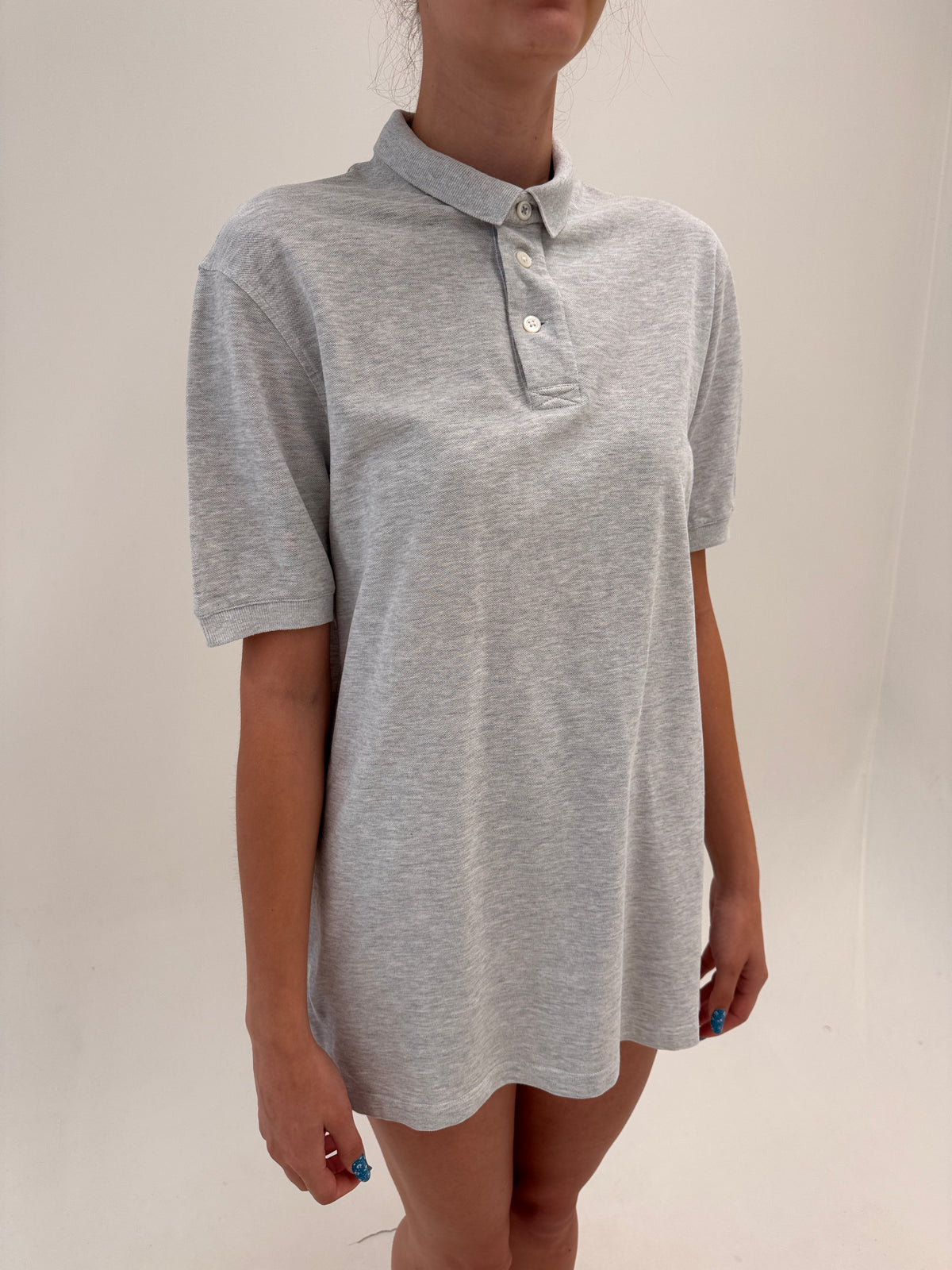 Top Polo Brunello Cucinelli light gray din bumbac texturat