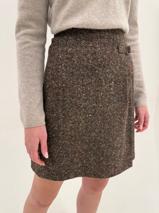 Fustă din tweed Donegeal cu detaliu petrecut în culori superbe