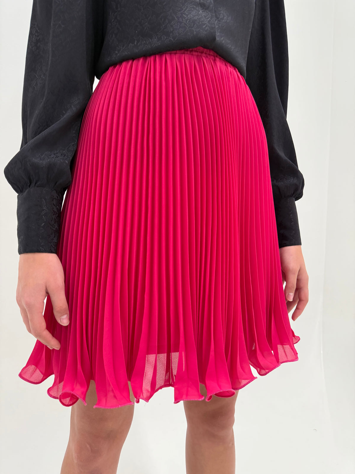 Fustă Luisa Spagnoli electric pink plisată ultra amplă cu talie înaltă elastică