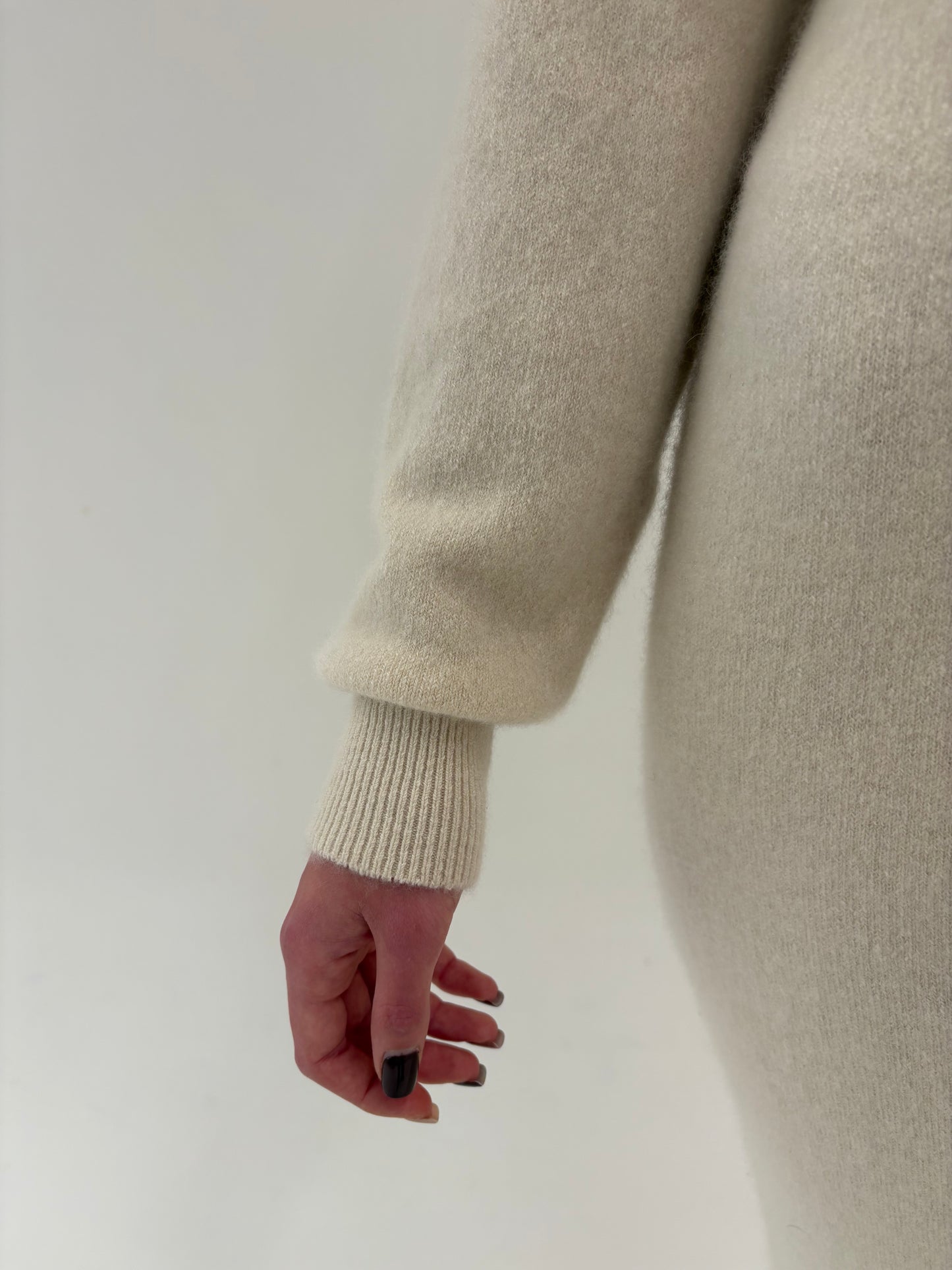 Rochie maxi din cașmir gros multiply off white