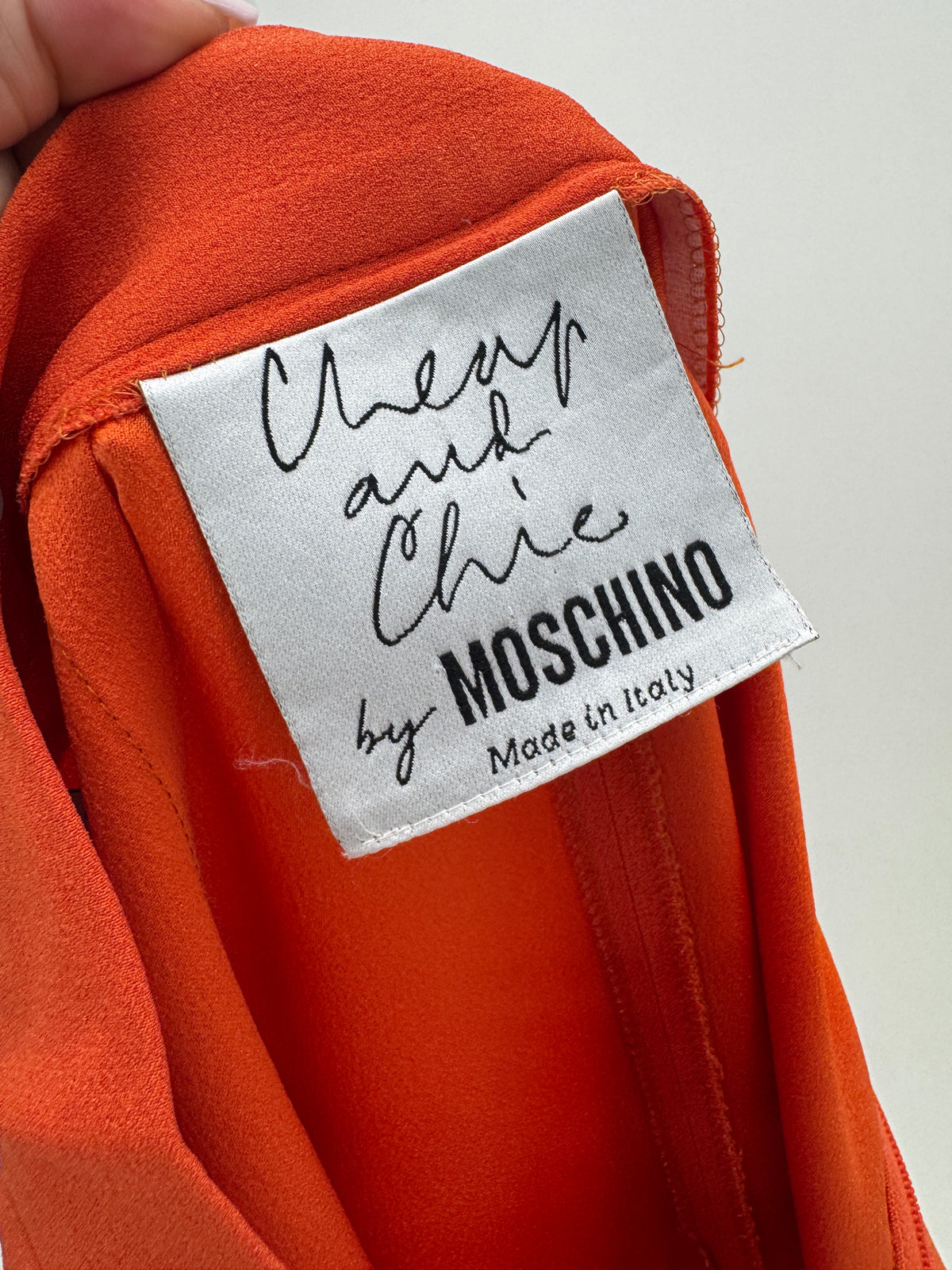Pantaloni Moschino țigaretă oranj din crep extrem de calitativ cu talie ultra înaltă