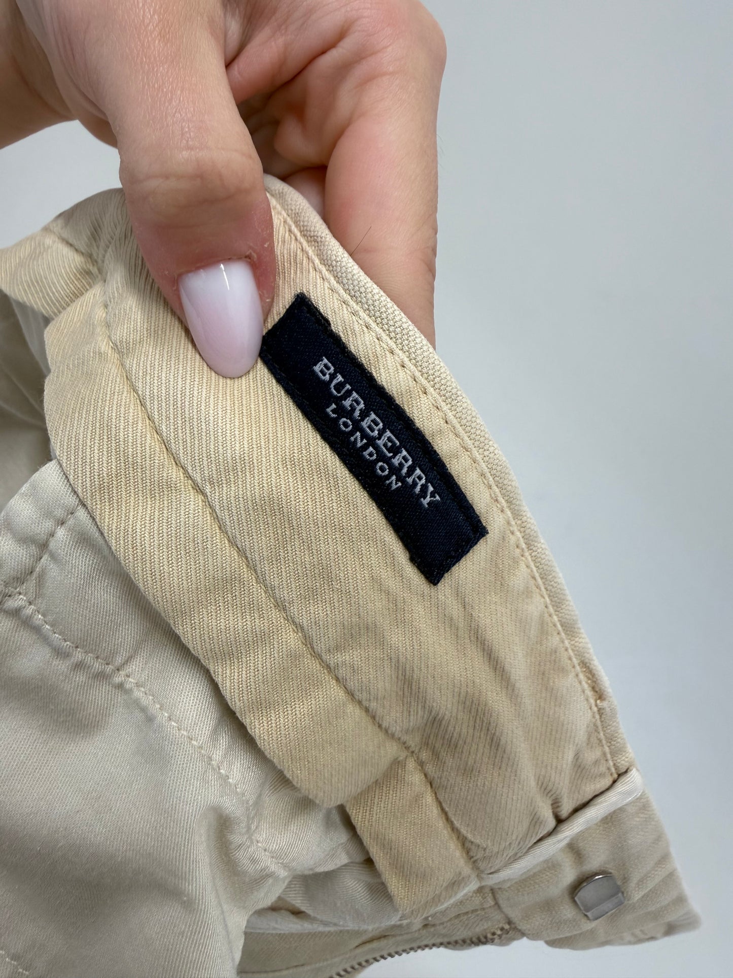 Pantaloni Burberry camel din pânză de in și bumbac în croi clasic