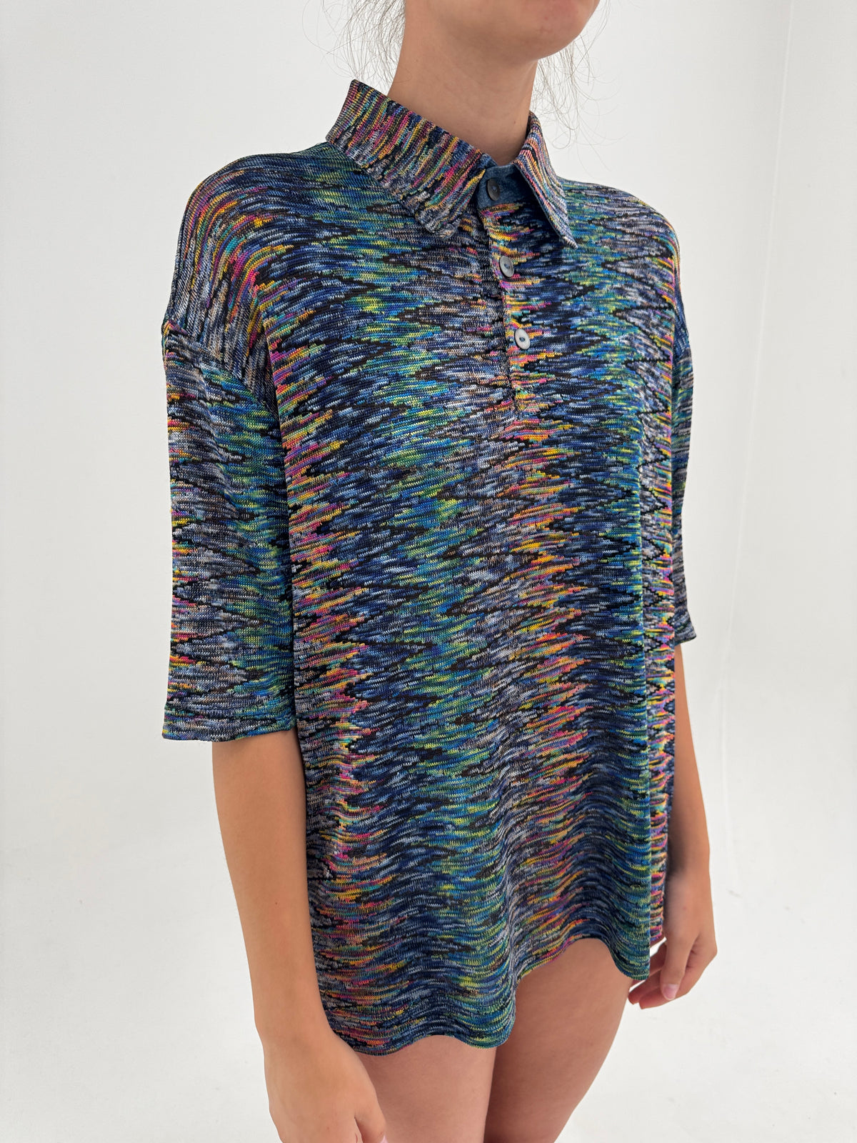 Top vintage polo italian în stil Missoni din jerse curcubeu superb
