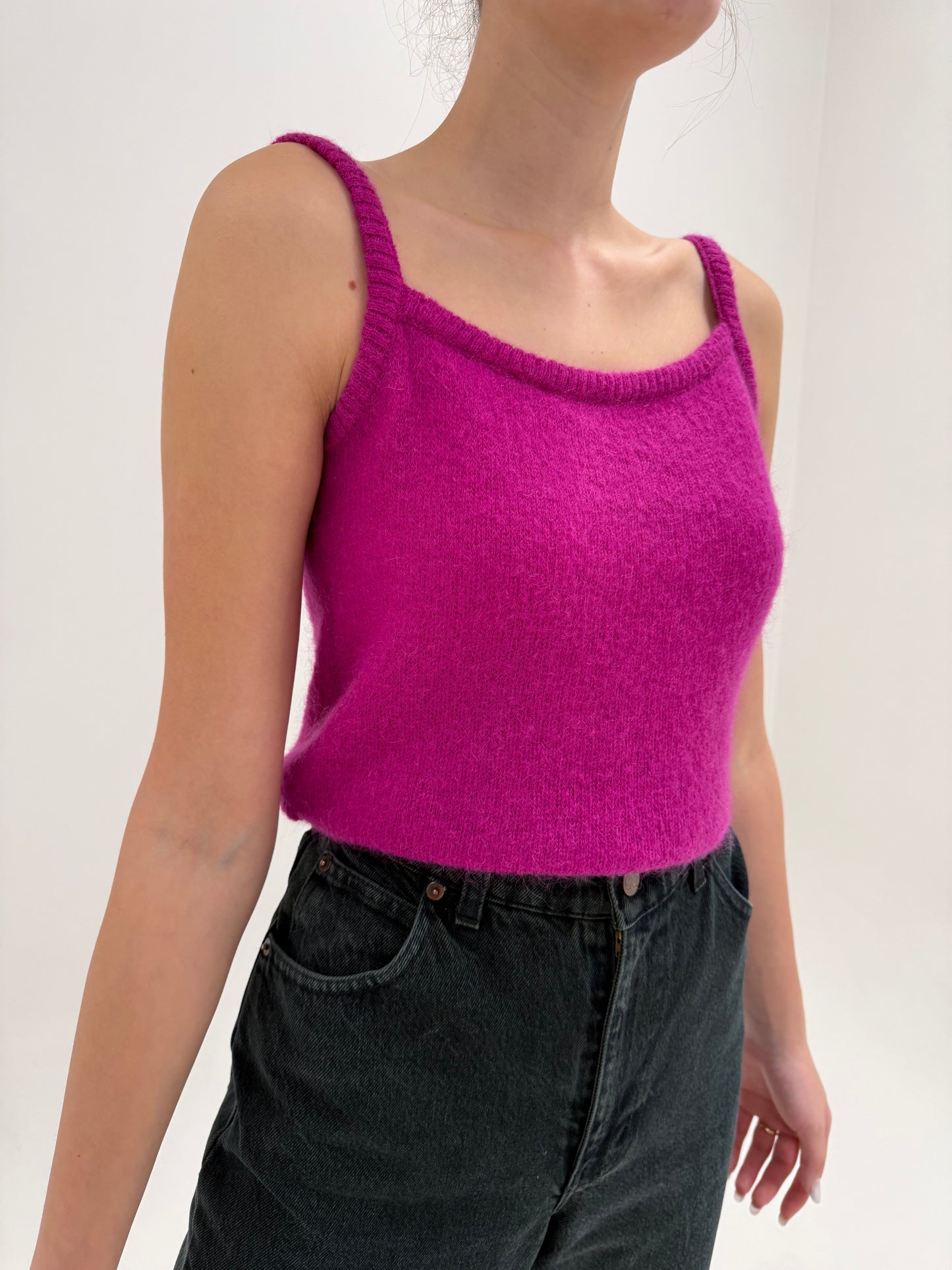 Set Dolce&Gabbana fucsia din mohair - cardigan + maieu