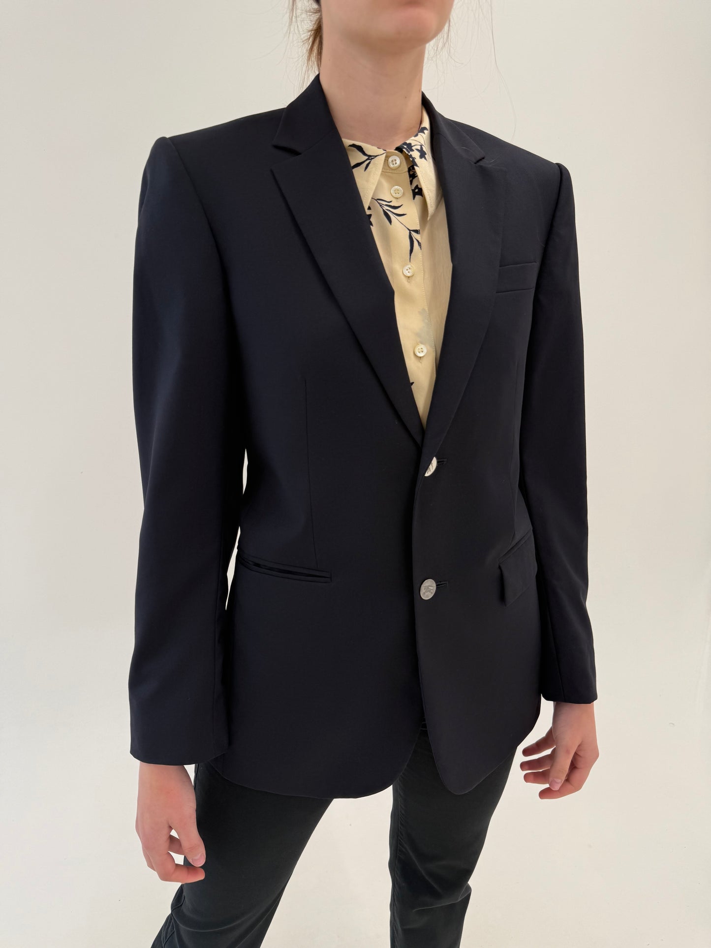 Sacou Burberry Navy în croi actual din stofita lightweight