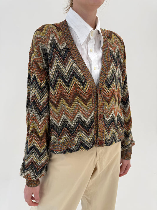 Cardigan ultra luxury Missoni din jerse de vara din bumbac cu in