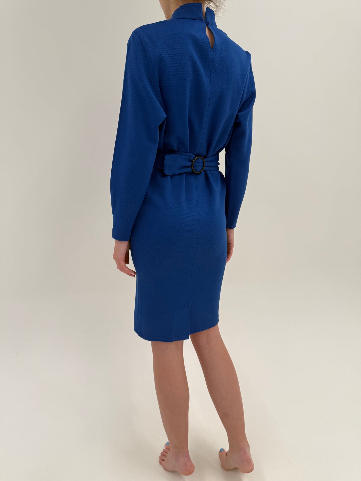 Rochie Old vintage anii 80 power dressing albastru cerneală