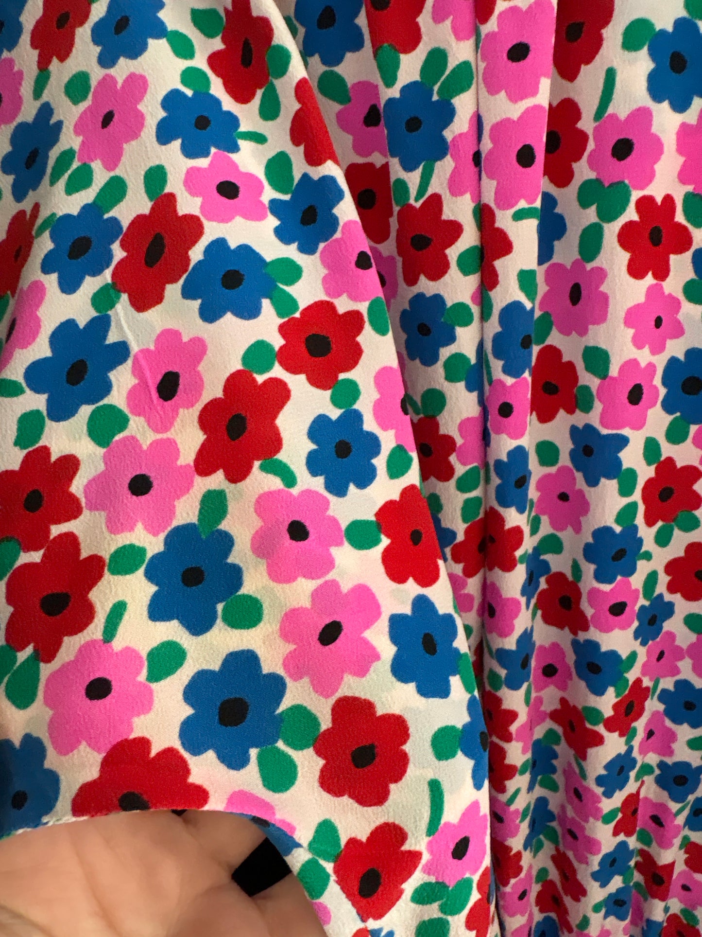 Rochie vintage din mătase naturală cu print floral stilizat in culori tari