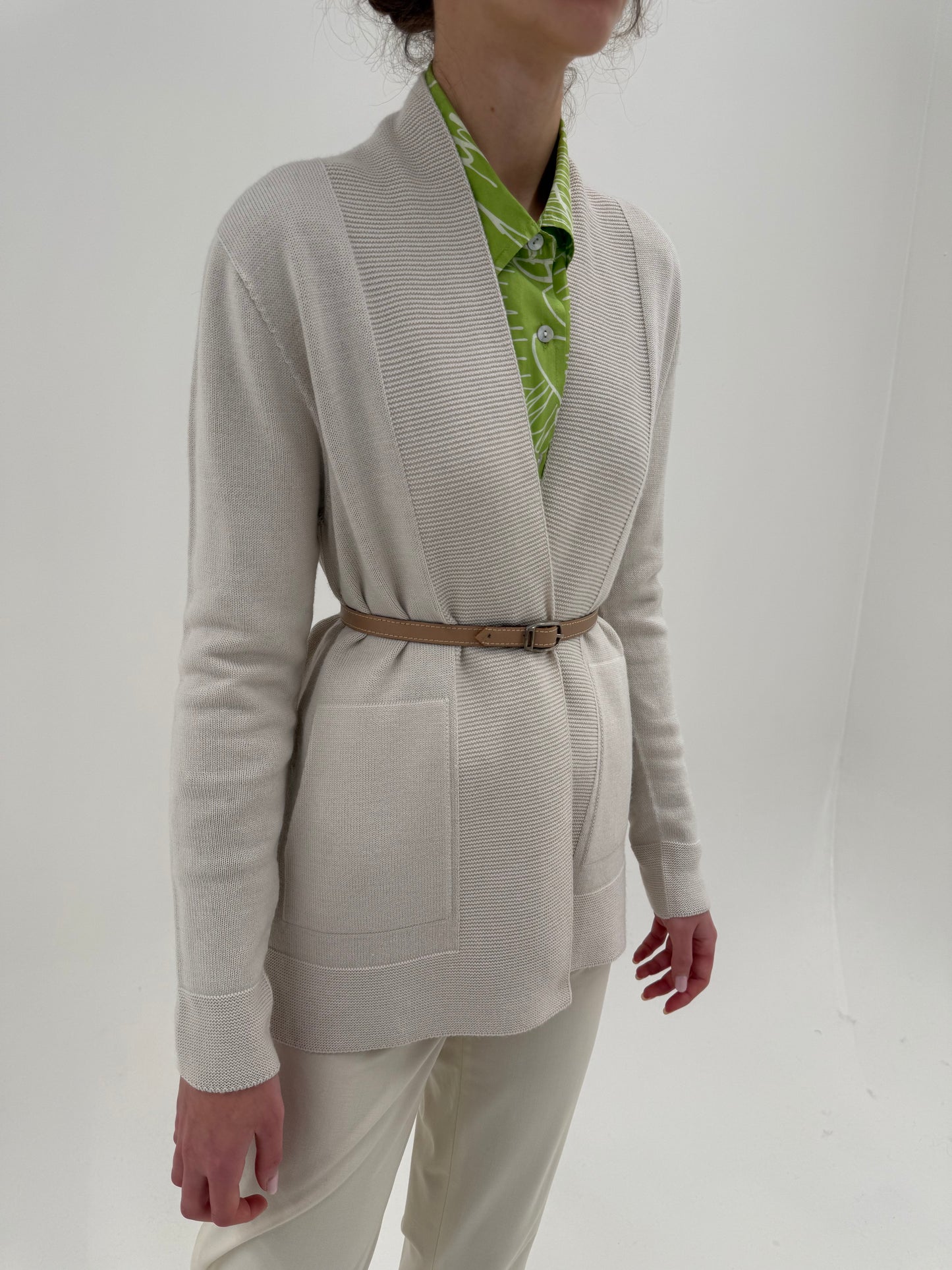 Cardigan nou italian off white din lana merino extrafina