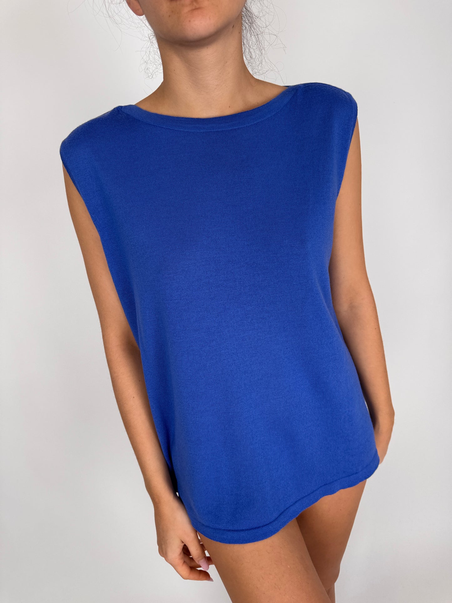 Top lapis blue din lana merino extrafina