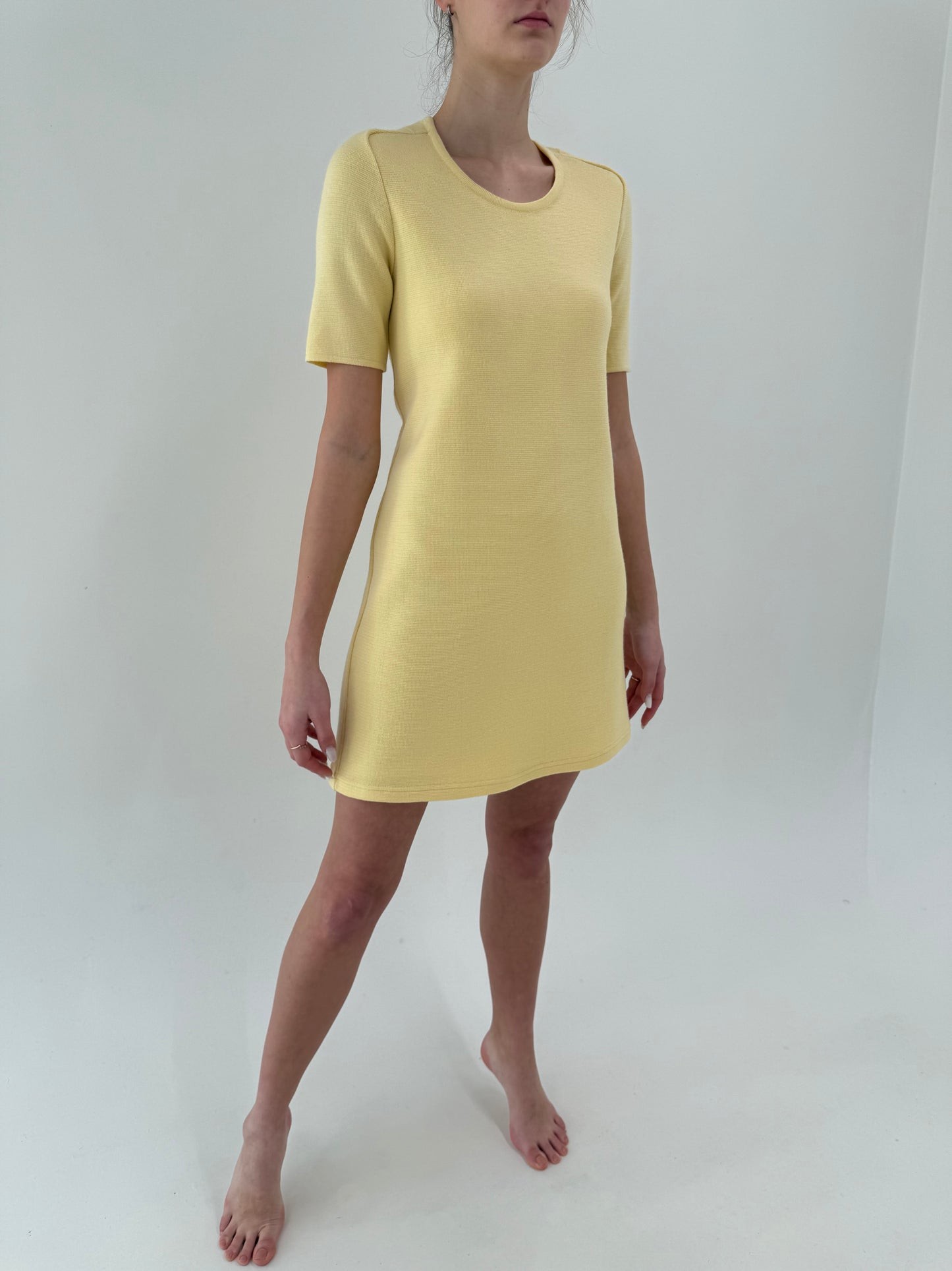 Set butter yellow din primăvară din jerse subțire de lana merino și extrafina