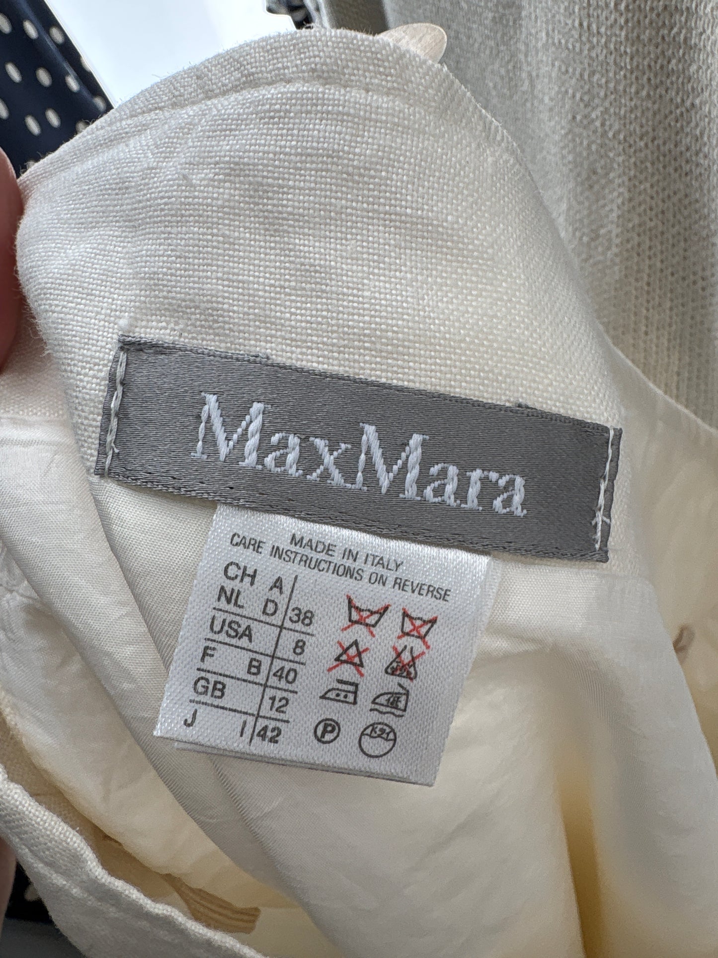 Fustă creion Max Mara din in cu talie ultra înaltă butter white