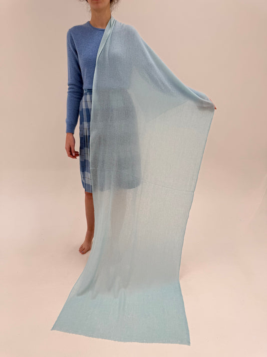 Shawl baby blue din cașmir