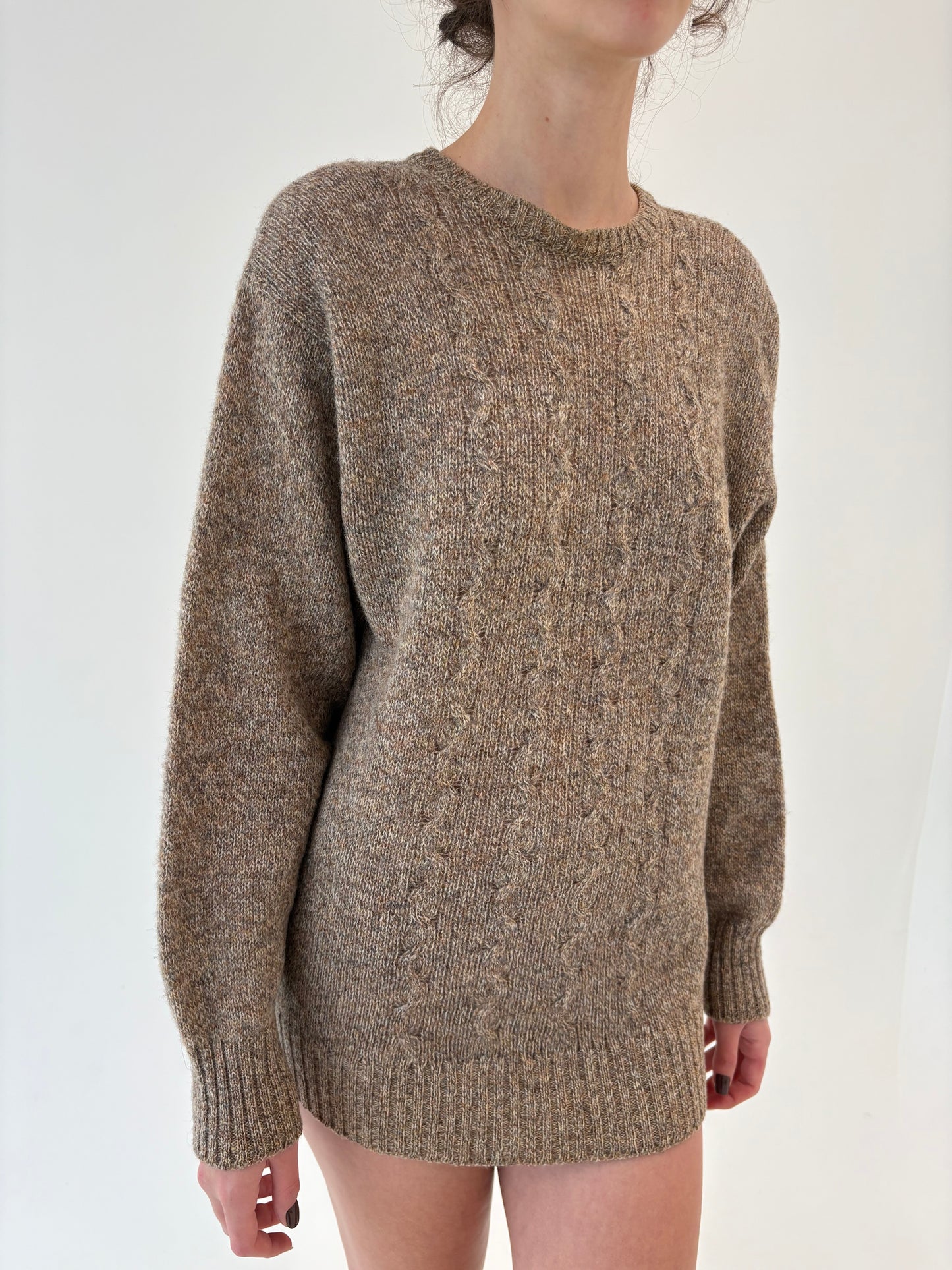 Pulover gros camel din lana super durabilă  Shetland