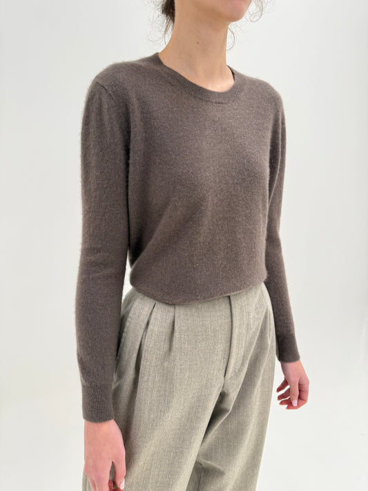 Pulover taupe brown din cașmir multiply crew neck