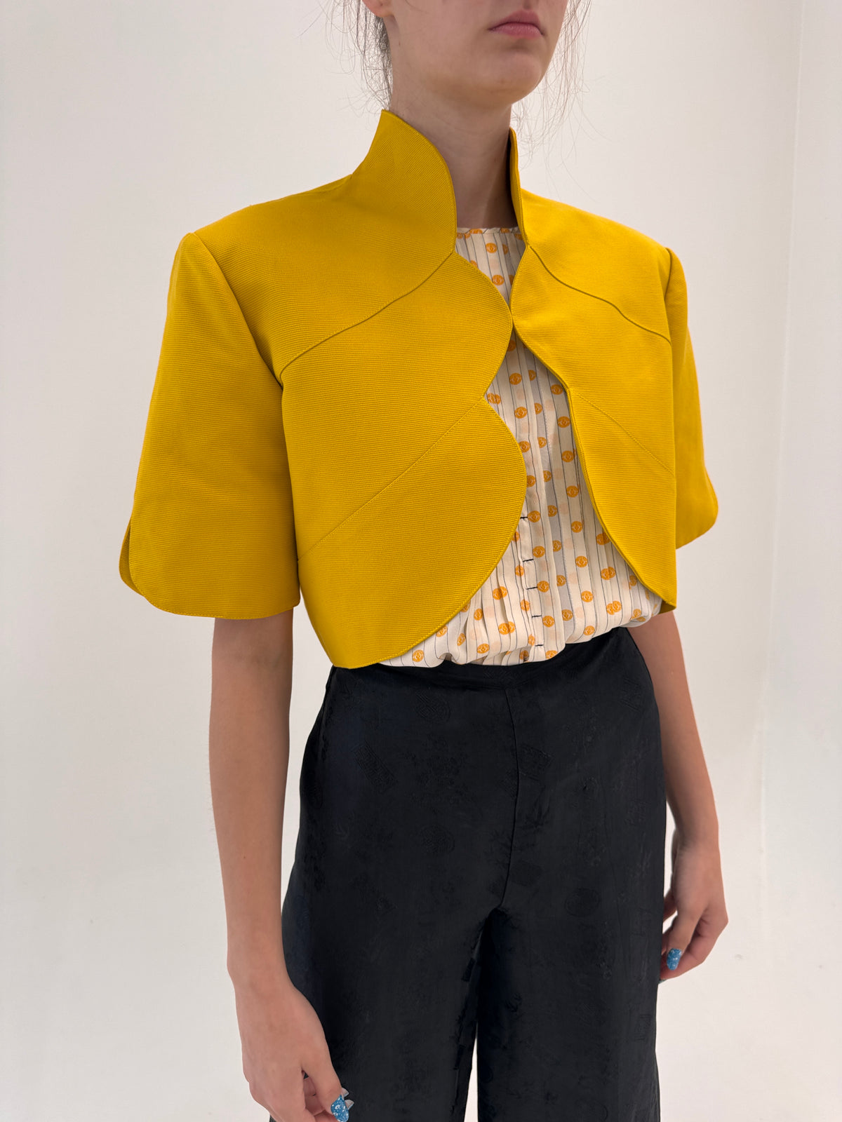 Sacou vintage de designer italian din faille de bumbac în croi ultra chic