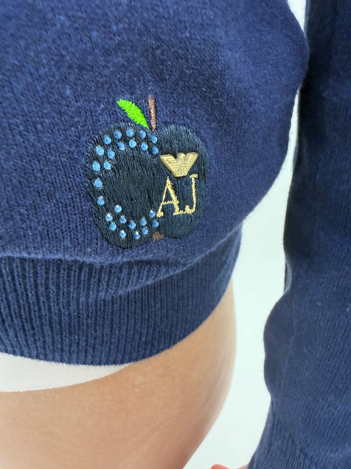 Cardigan Armani cu nasturi bijuterie din jerse de bumbac și modal