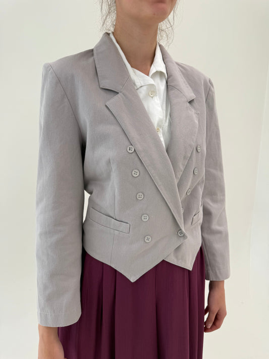 Sacou cambrat warm gray din twill de bumbac cu talie elastică la spate