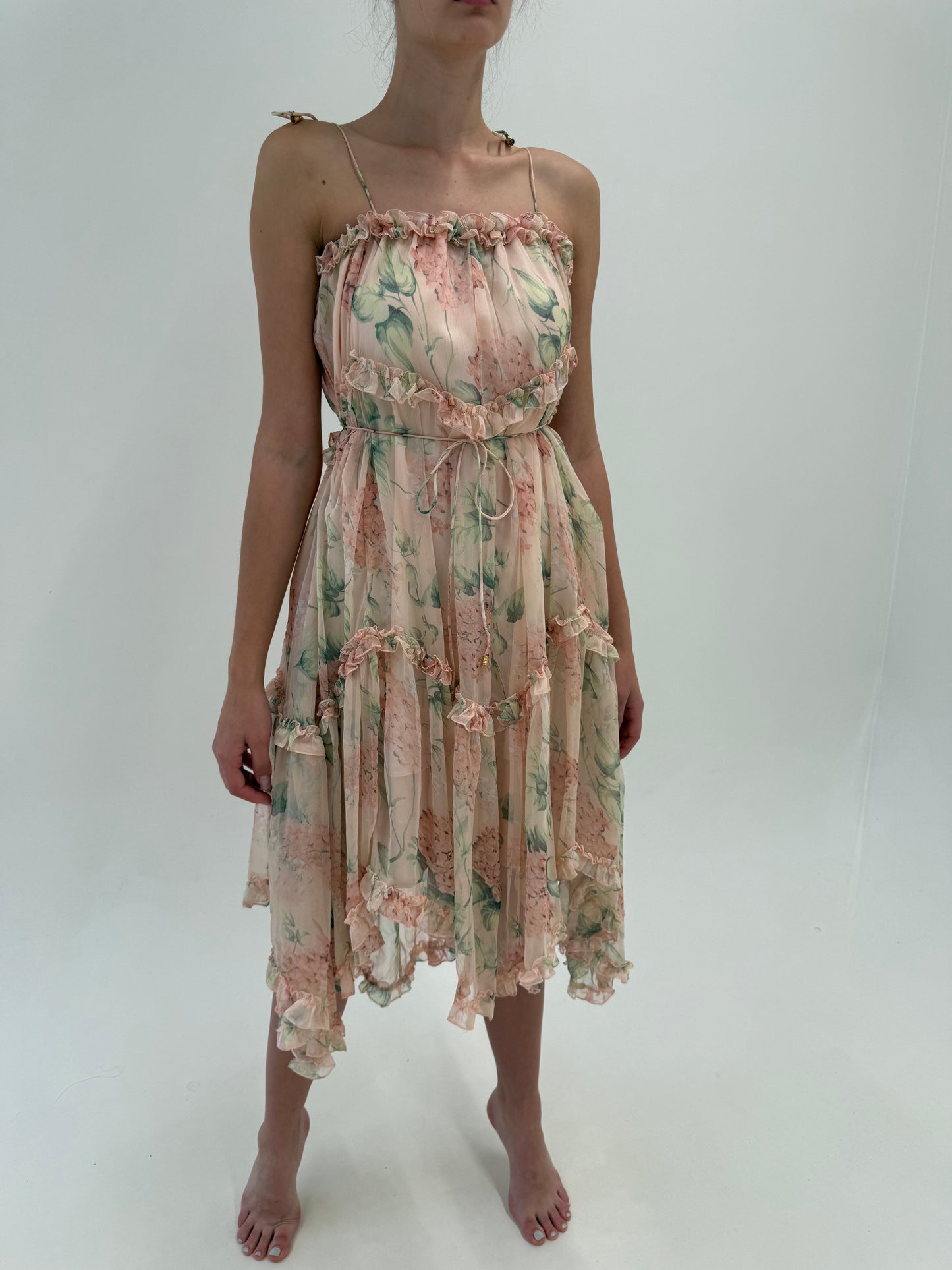 Rochie boho super vaporoasă din mătase naturală powder Pink de la zi la seară