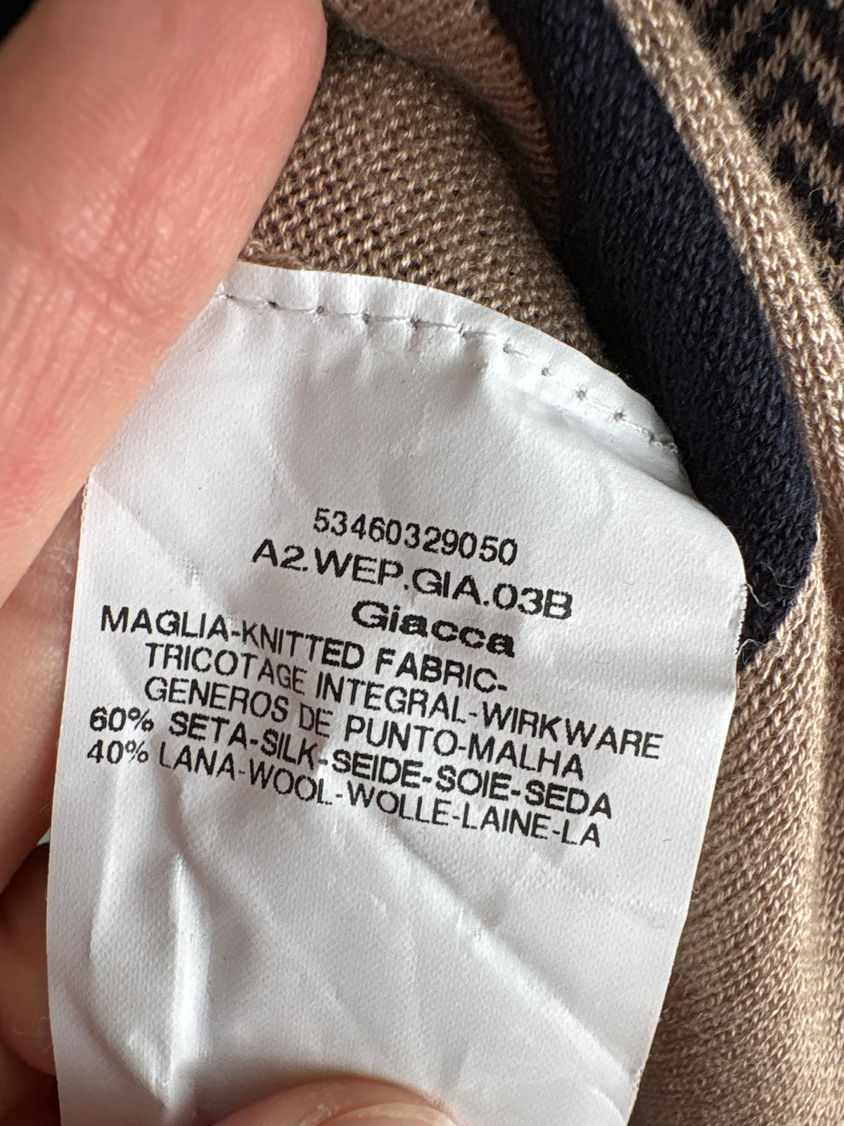 Cardigan Max Mara din lana extrafina și mătase naturală camel și Navy blue