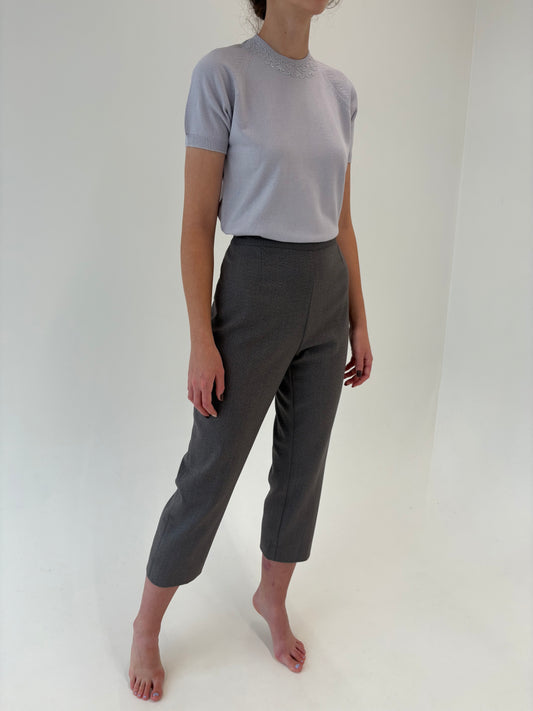 Pantaloni țigaretă petite din stofă de vascoza cu lana extrafina