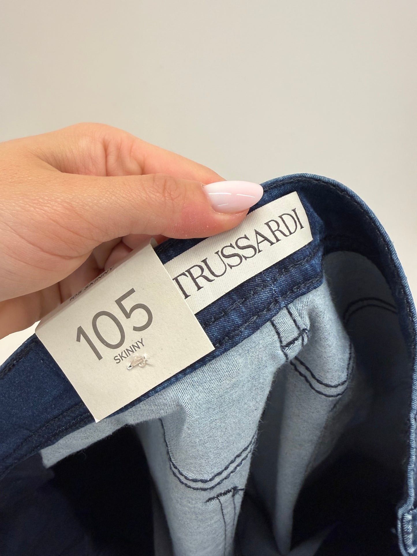Jeans noi de vară luxury Trussardi indigo wash ultra confort modelatori tall