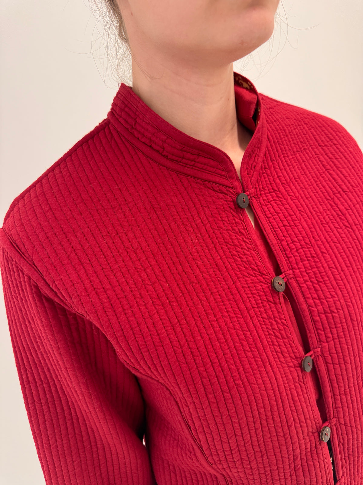Jacheta din bumbac matlase cu 2 fete dark cherry red
