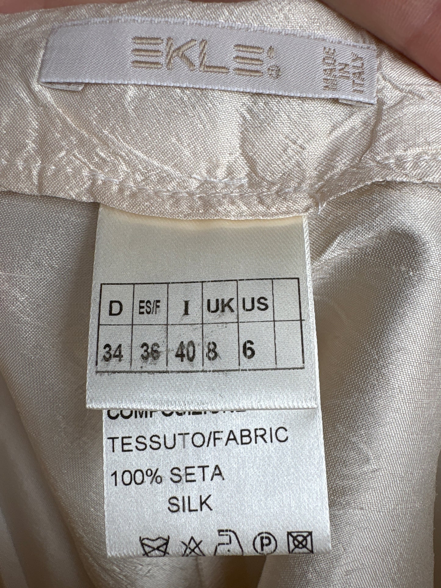 Pantaloni petite italienești din mătase naturală dupioni perlata butter white