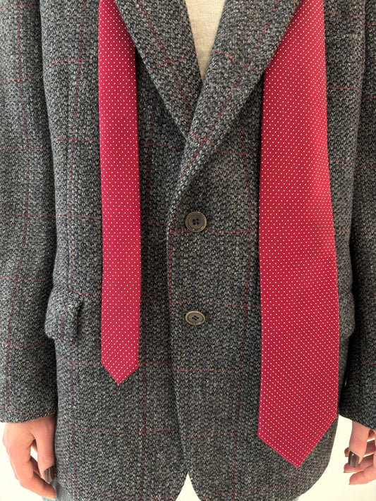 Cravata burgundy cu buline din jacquard de mătase naturală